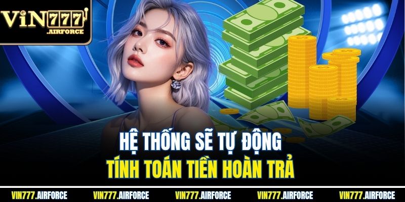 Hệ thống sẽ tự động tính toán tiền hoàn trả 
